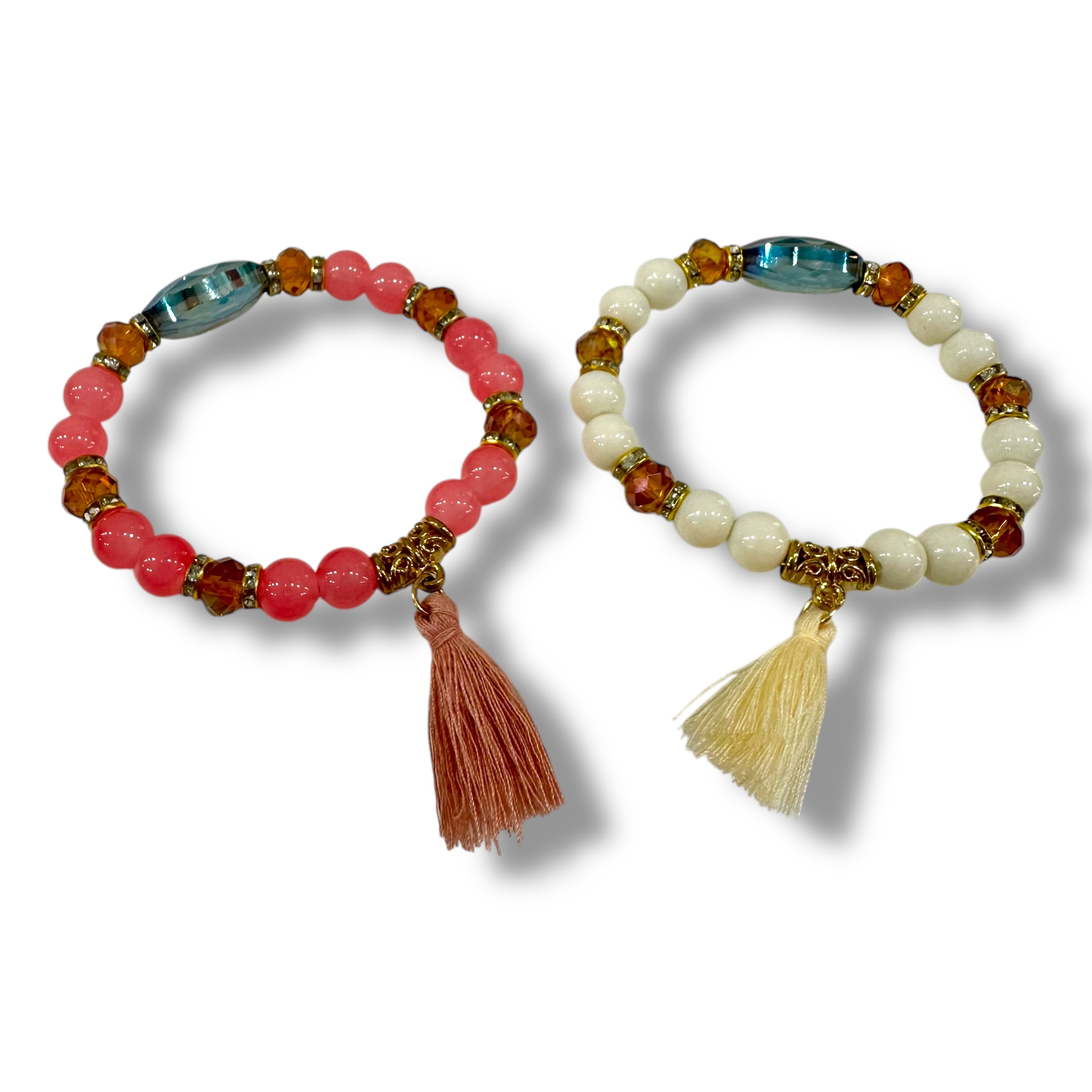 BIJ PULSERA DE PERLAS COLOR PLENO FLECO Y PIEDRA GDE ,MH63-