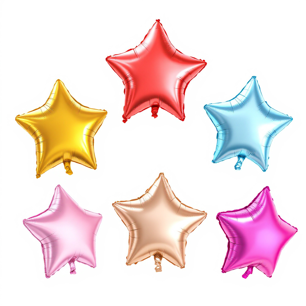 GLOBO METALIZADO CORAZON Y ESTRELLA COLOR PURO DIE 40 CM