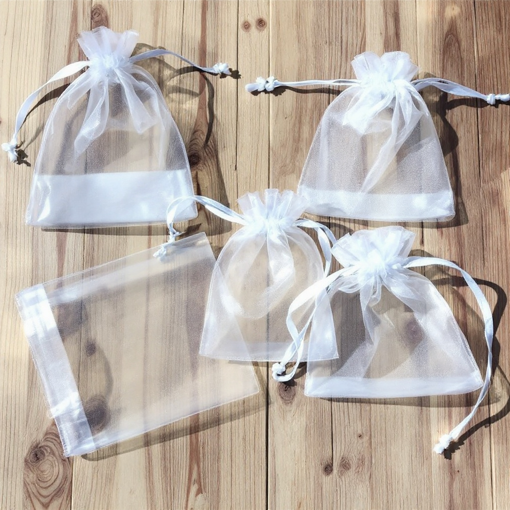 BOLSA DE REGALO DE GASA BLANCA MEDIANA 10 X 14 MI68-01