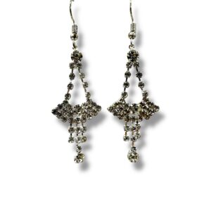 BIJ AROS PLATEADO LARGOS C/STRASS TRABAJ MG40-01-02