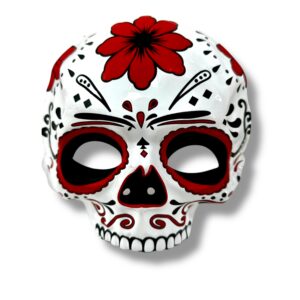 Cotillón Mascara Calavera Estampada Con Rojo