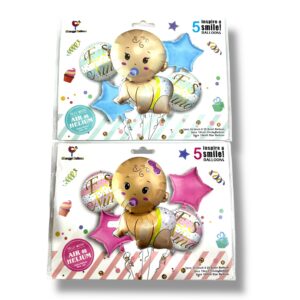 GLOBO X 5 BEBE /ESTRELLA/REDONDO METALIZADO MI128-04