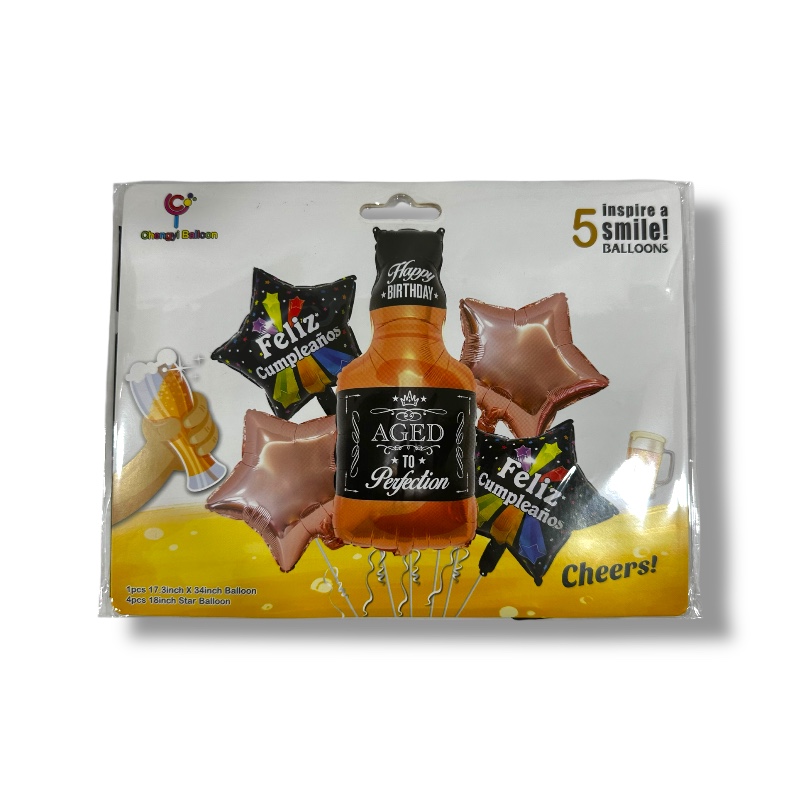 GLOBO X 5 BOTELLA FELIZ CUMPLE 1339-432 DIE