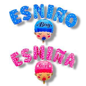 GLOBO BABY SHOWER ES NI_A/O LETRA Y CARITA MI125-01
