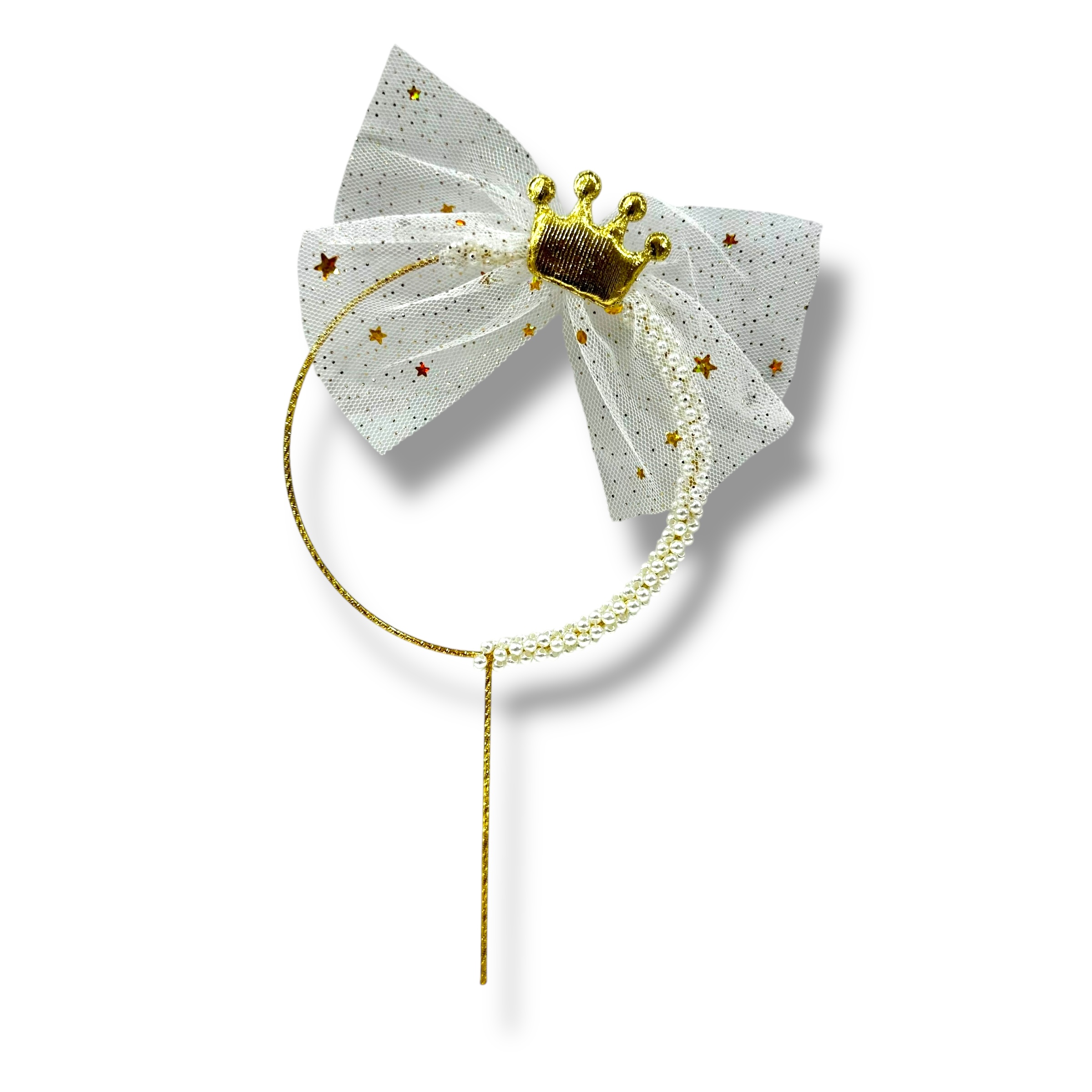 Adorno De Torta Aro Con Perlas Y Corona