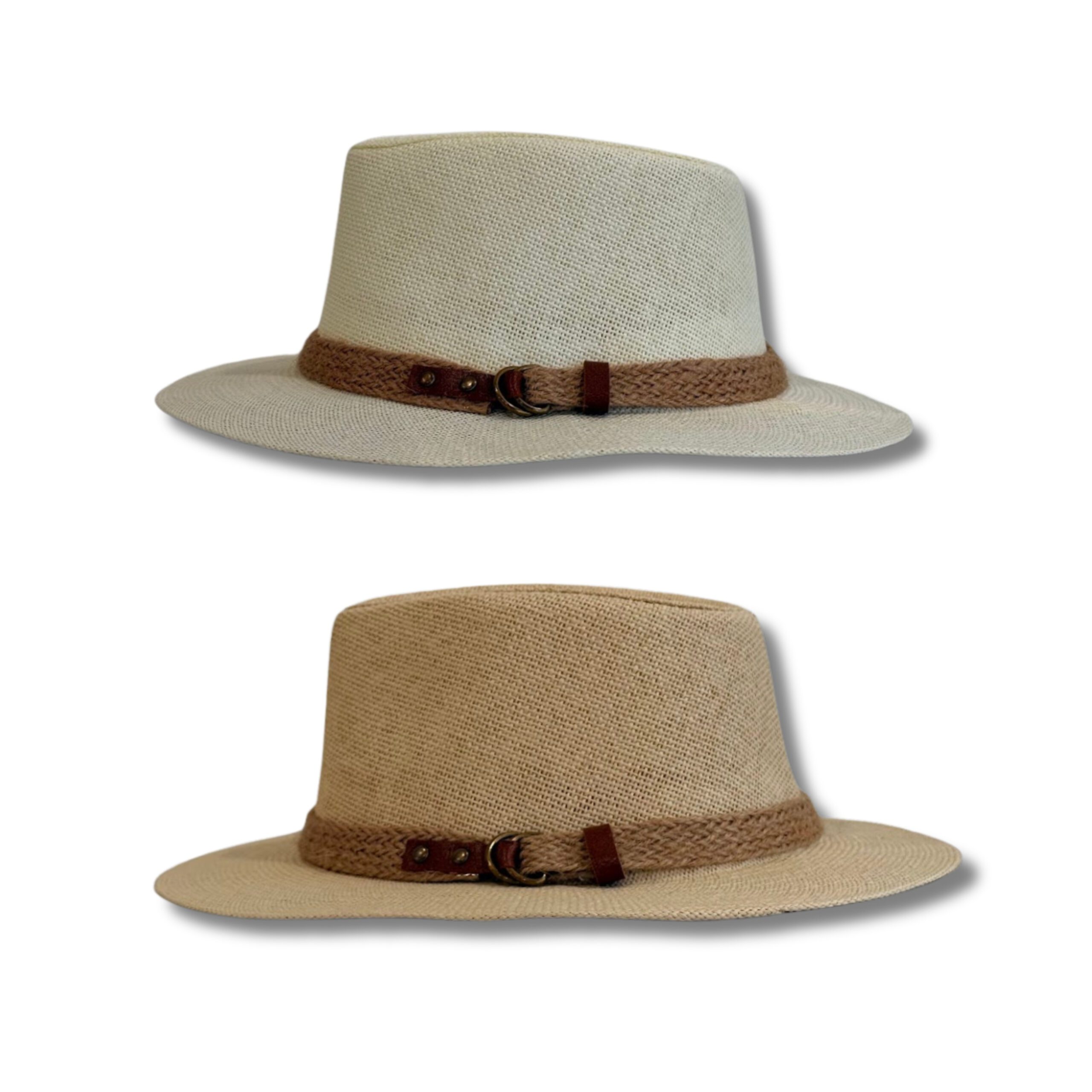 SOMBRERO PANAMA CON SOGA TRENZADA  Y DETALLES DE CUERO TM1247