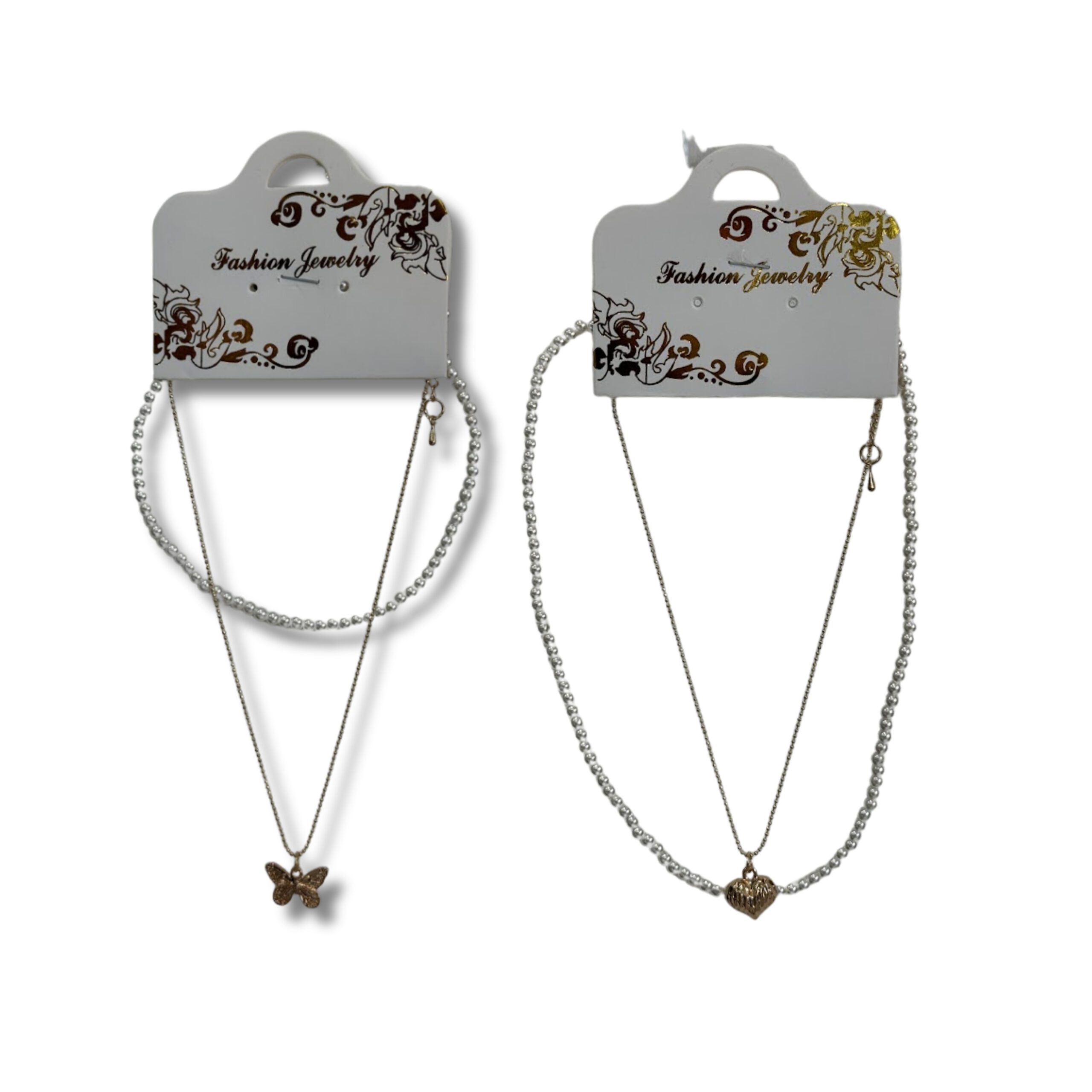 BIJ COLLAR DOBLE CADENA Y PERLAS CON DIJE MM33-01 MM33-02 MM34-01