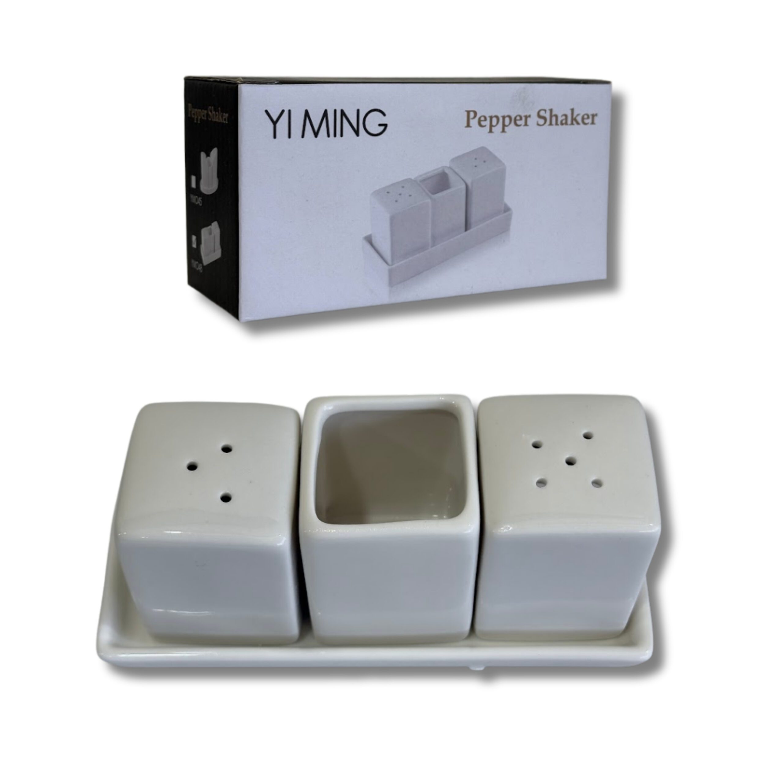SALERO PIMEMTERO Y PALILLERO CON BASE EN CERAMICA RECTANGULAR MK101-02