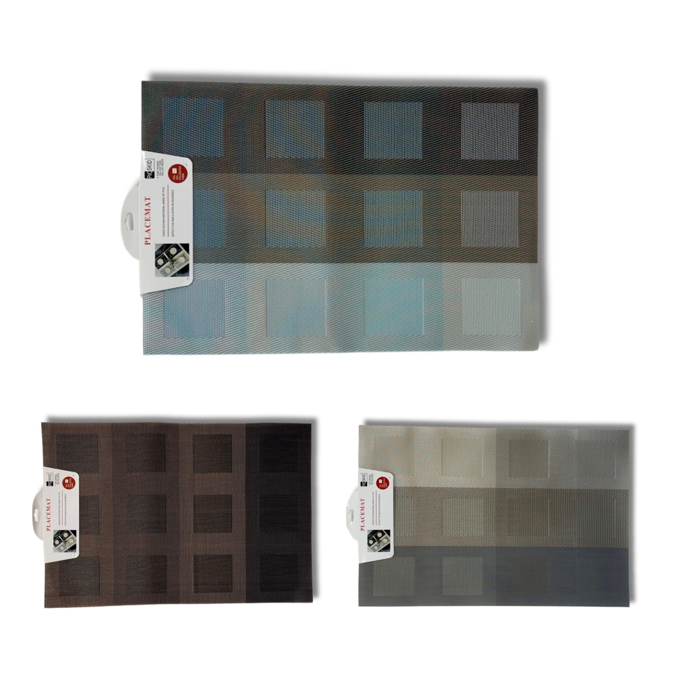 INDIVIDUAL RECTANGULAR PLASTICO ENGOMADO DIBUJOS CUADRADOS DEGRADEE MK146-04