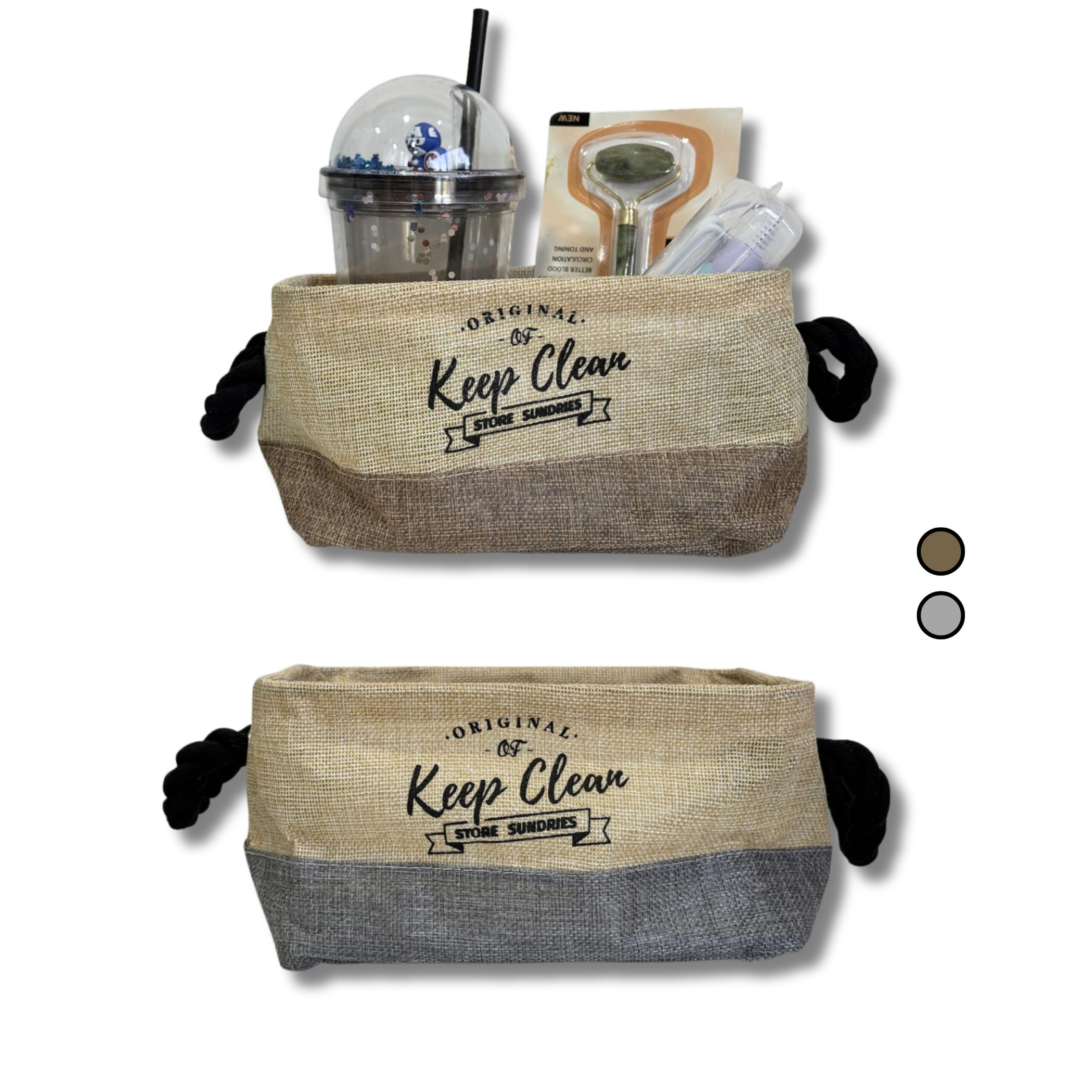 CANASTA DE TELA COMBINADA COLORES LISOS MK139-01