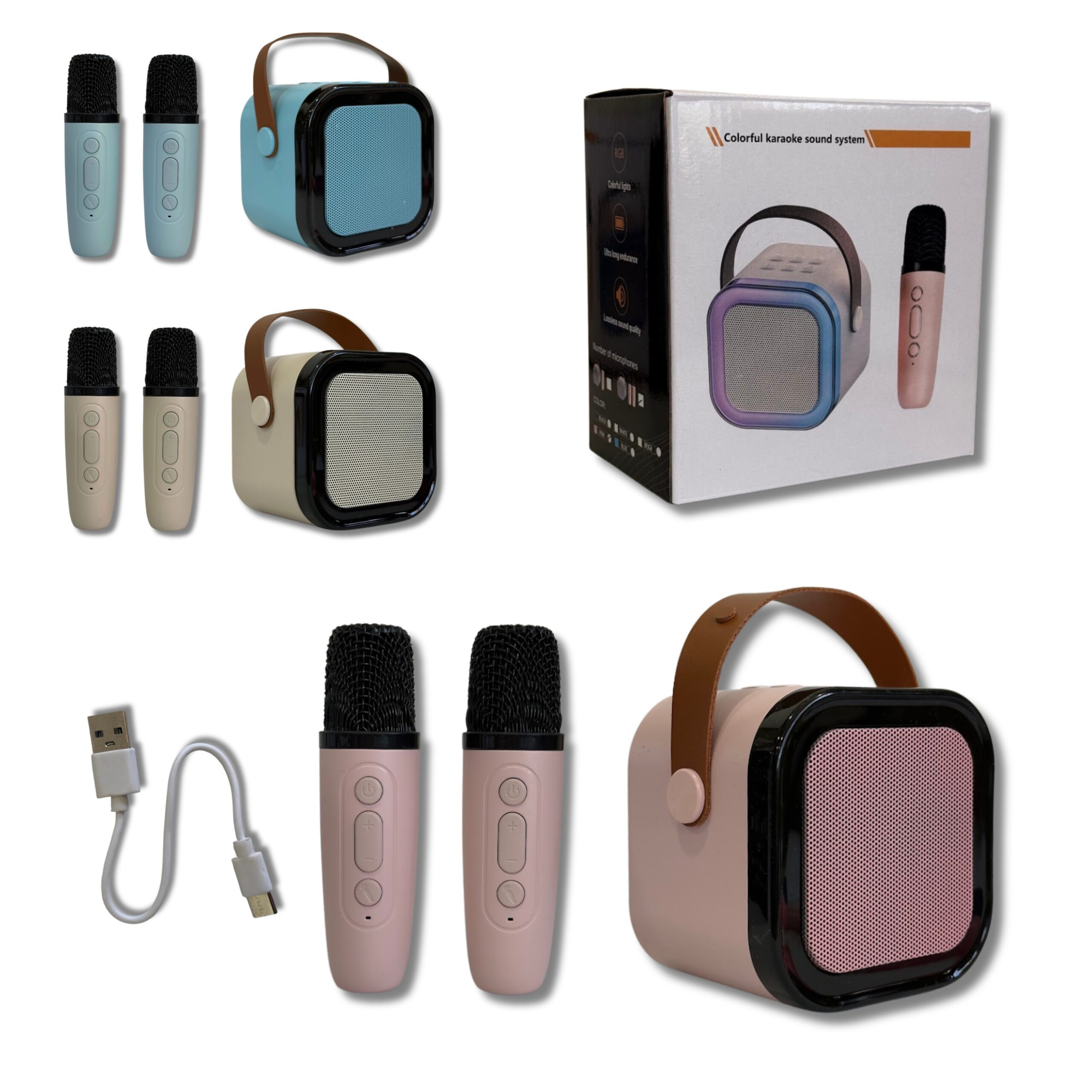 PARLANTE CON 2 MICROFONOS PARA KARAOKE 23 CM TN88-01