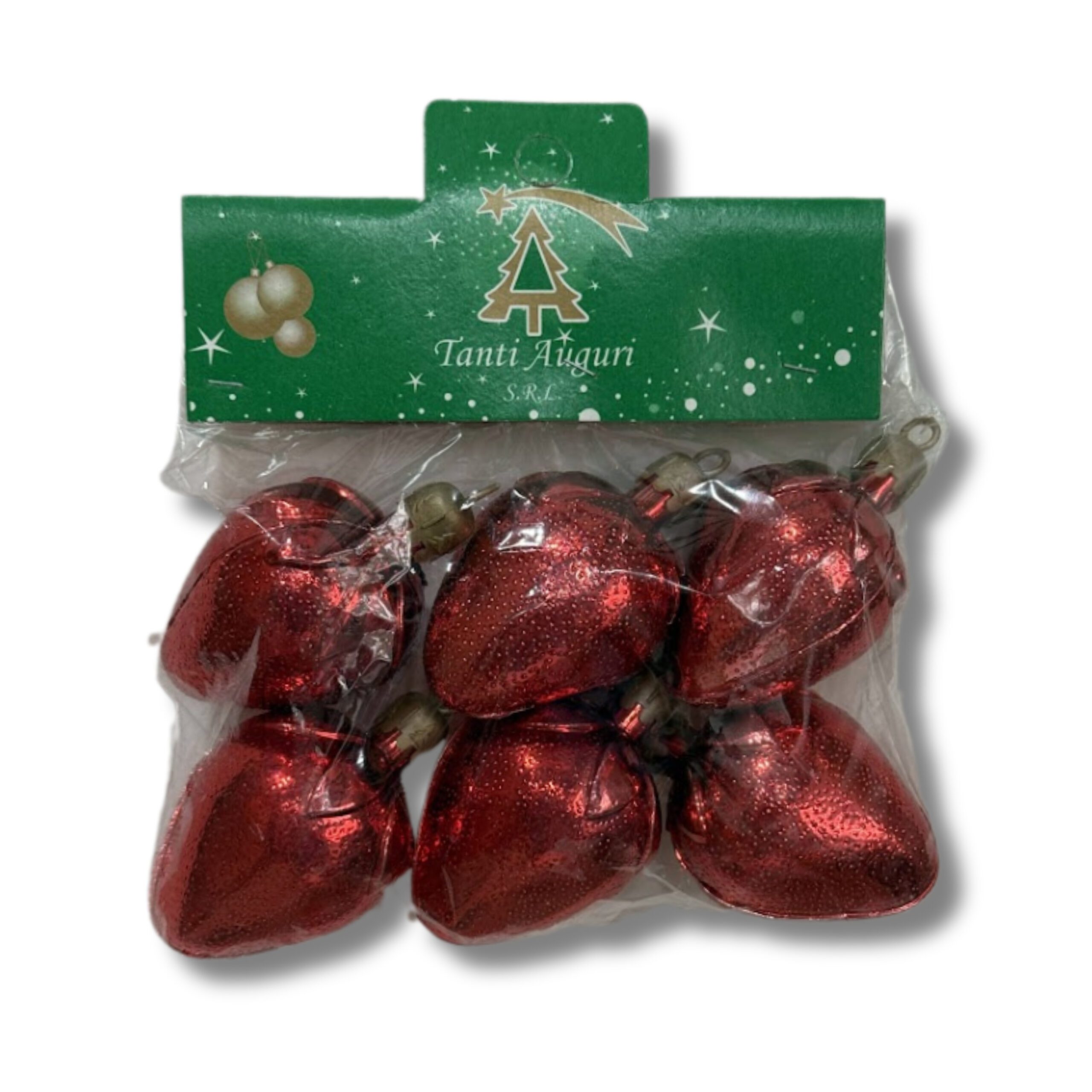 ADORNO DE NAVIDAD FORMA FRUTILLA LISA  X 6 UNIDADES 70210 8508