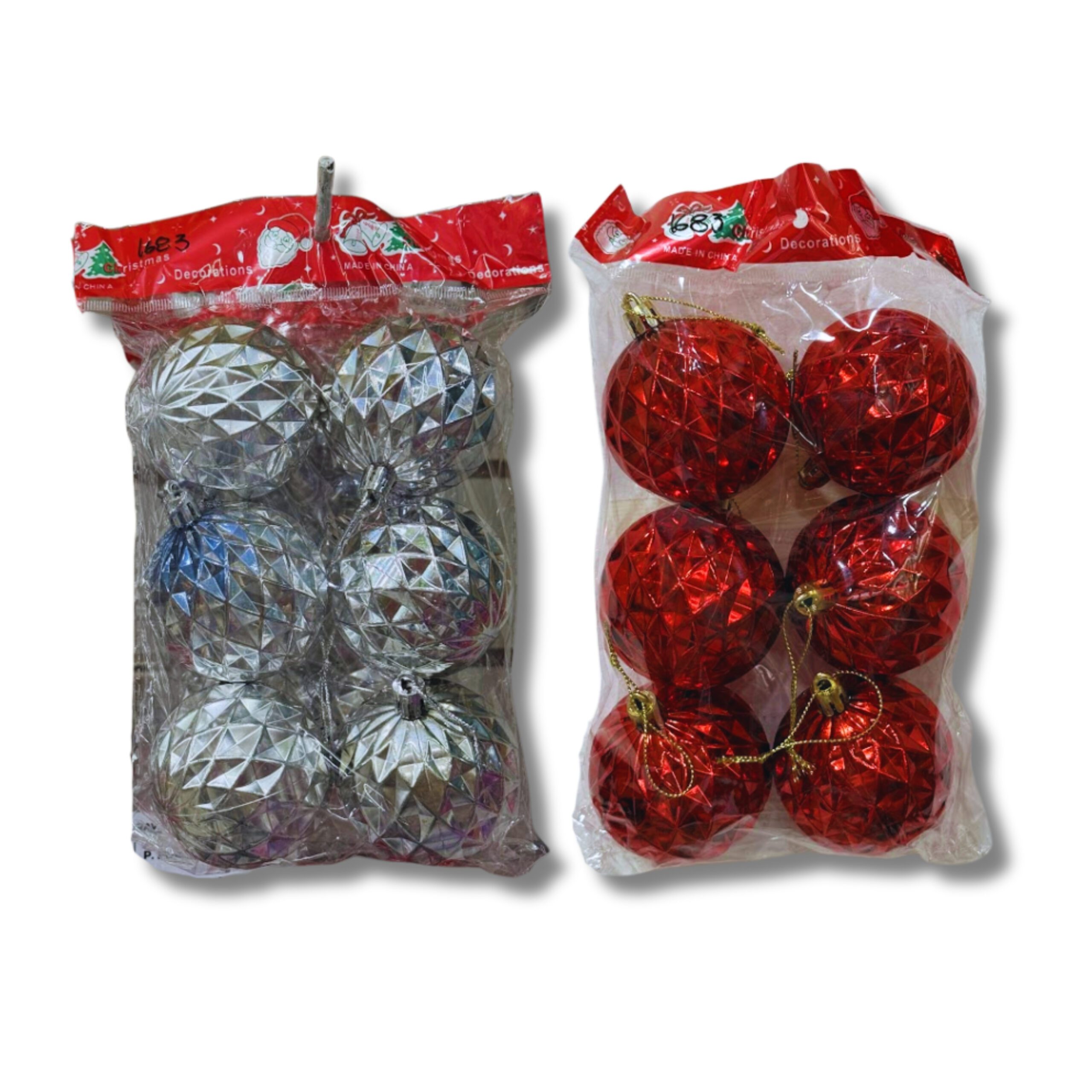 ADORNO DE NAVIDAD BOLA X 6 DE 6 CM 3 TEXTURAS EN BOLSA MK109-02 MK109-03