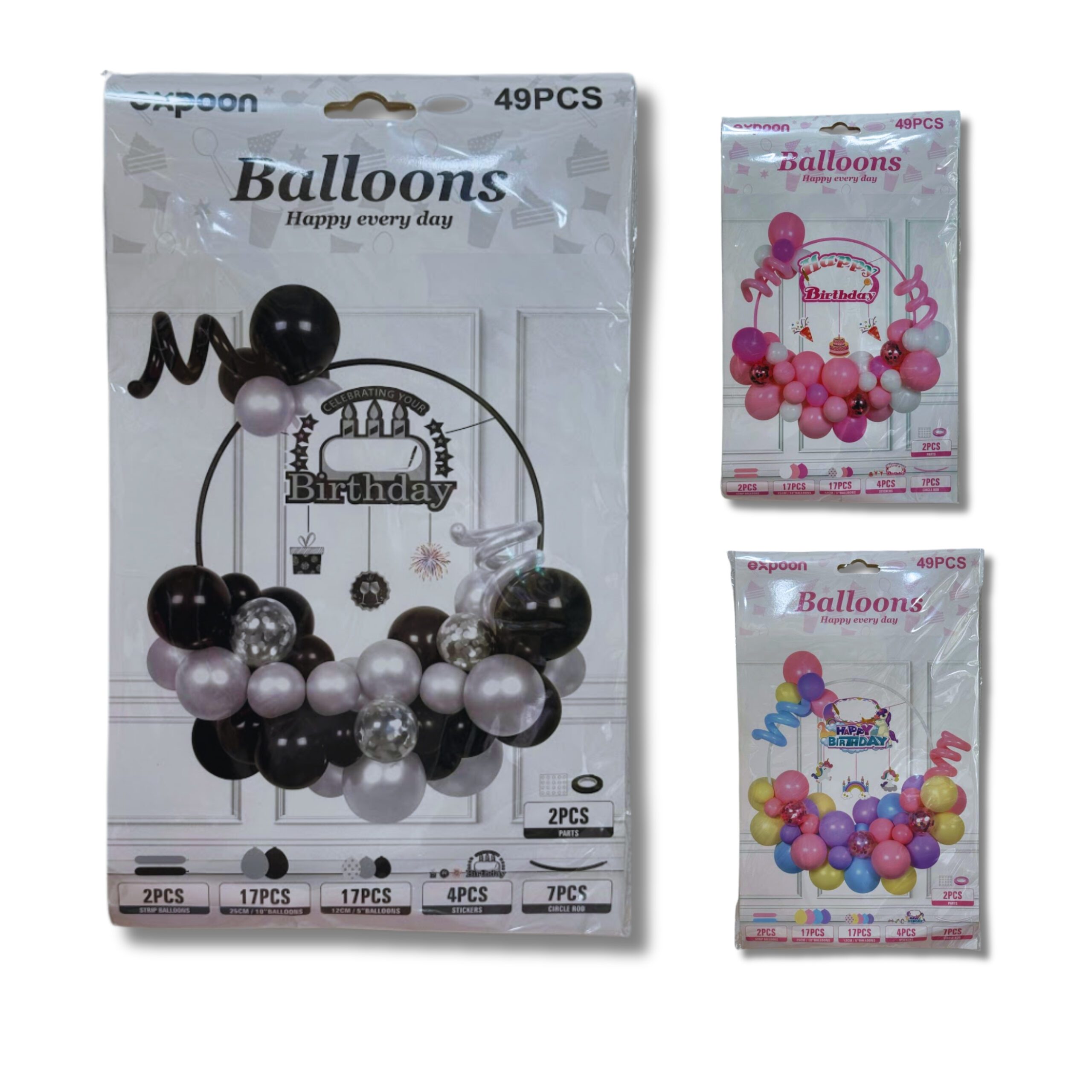 SET DE GLOBOS X 49 PZAS CON ARO Y PIE MM106-01