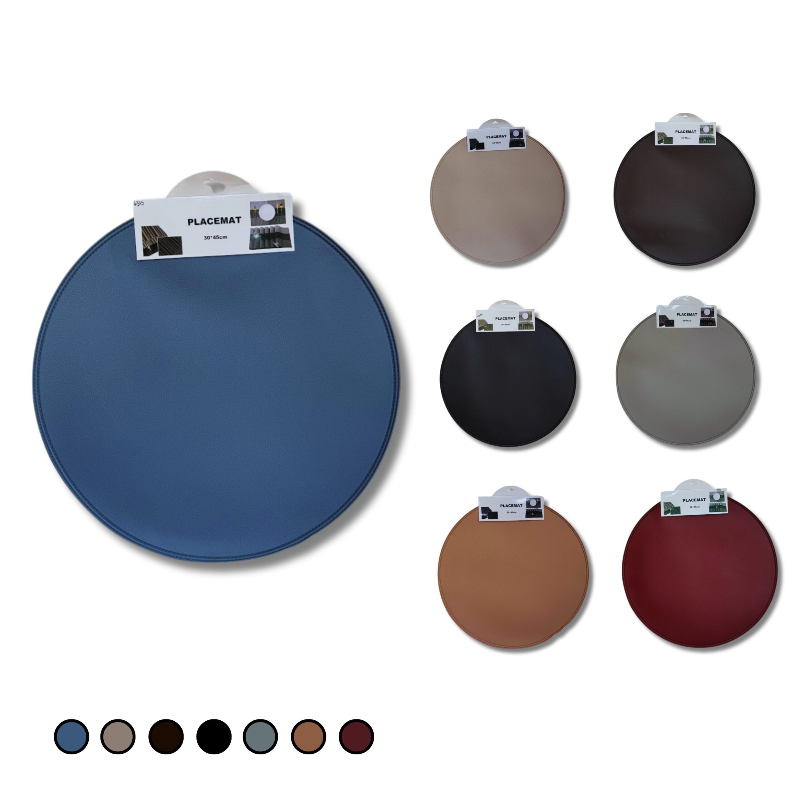 INDIVIDUAL REDONDO T/CUERO DE COLORES MM150-08