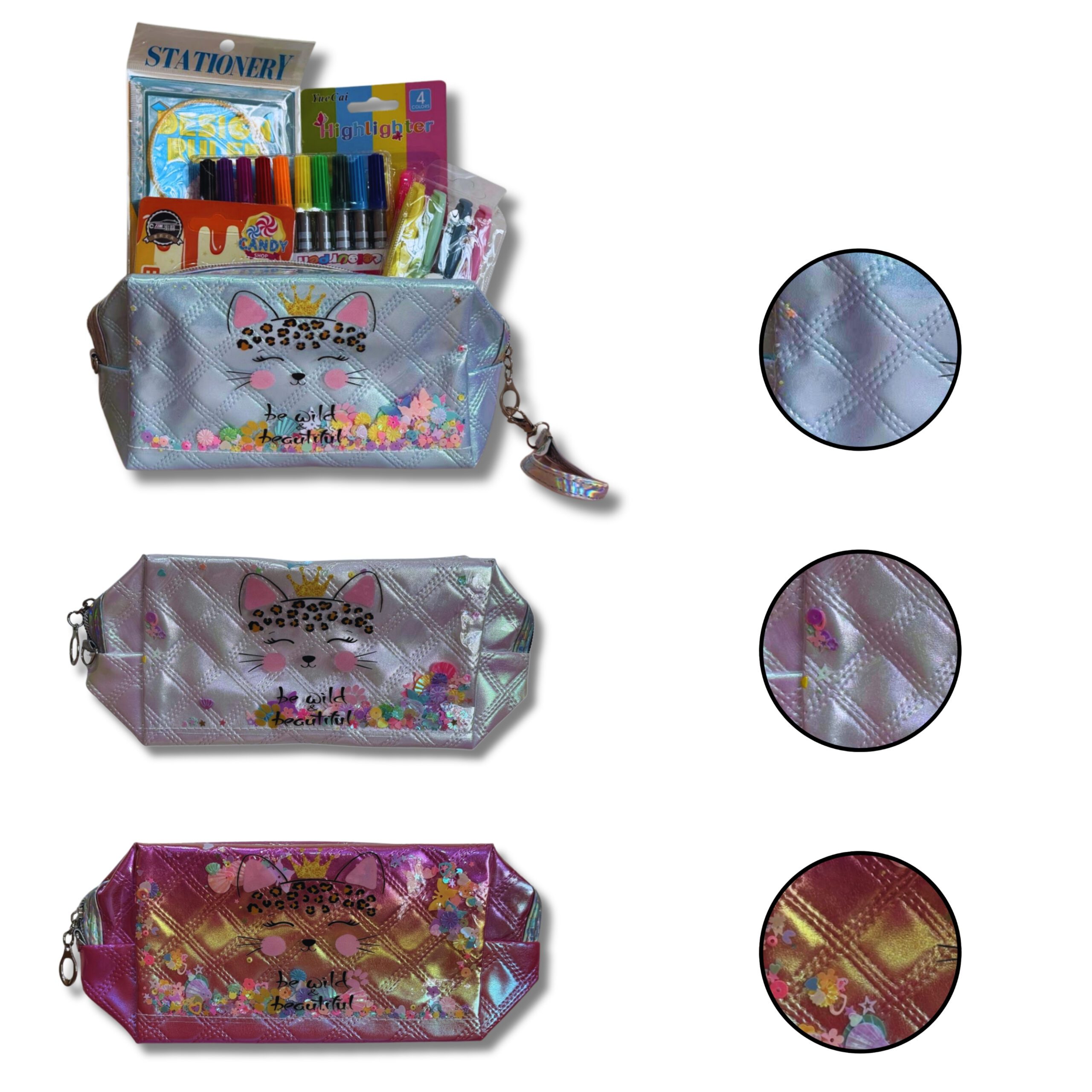 BOLSO COSMETICO FORRADO EN PLASTICO DE COLORES C/DIBUJOS GA37-07