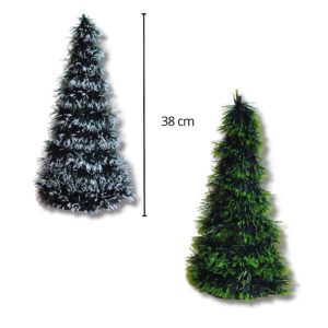 PINO ARMADO  CONICO 38 CM C/NIEVE Y METALIZ  MM116-05