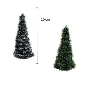 PINO ARMADO CONICO 26 CM C/NIEVE Y VERDE LISO MM116-06