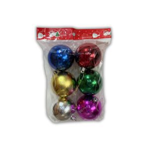 ADORNO NAVIDAD BOLA 7 CM 6 PZAS COLORES