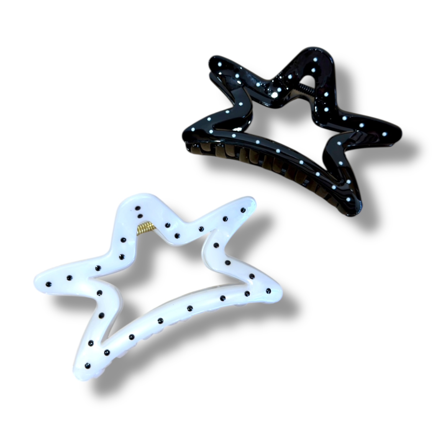 BIJ BROCHE DE PELO FORMA DE ESTRELLA ACRILICA A LUNARES  GRANDE 10.5 CM MM16-06