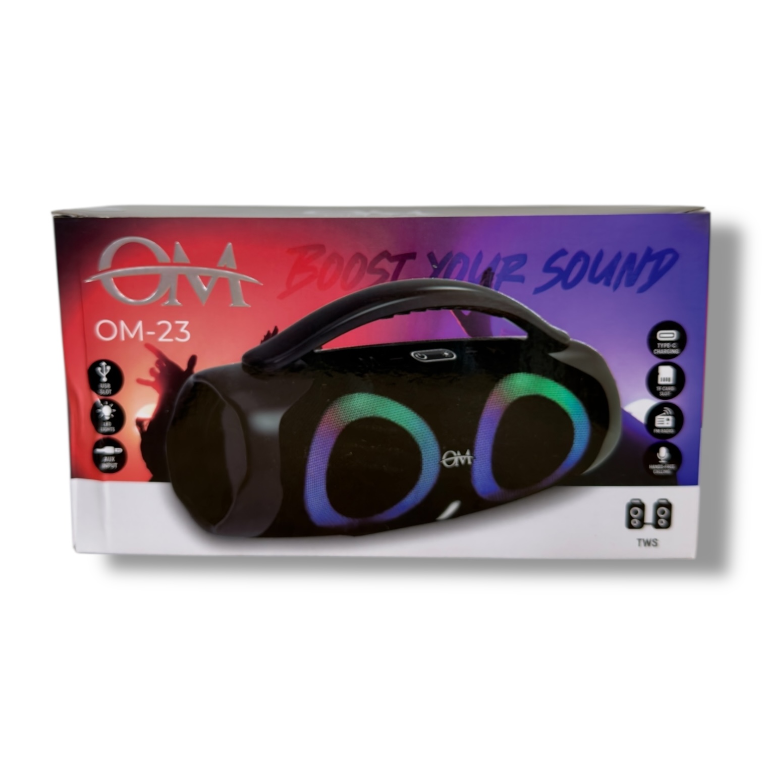 PARLANTE CON MANIJA 2 BOCINAS BUENA CALIDAD OM-23