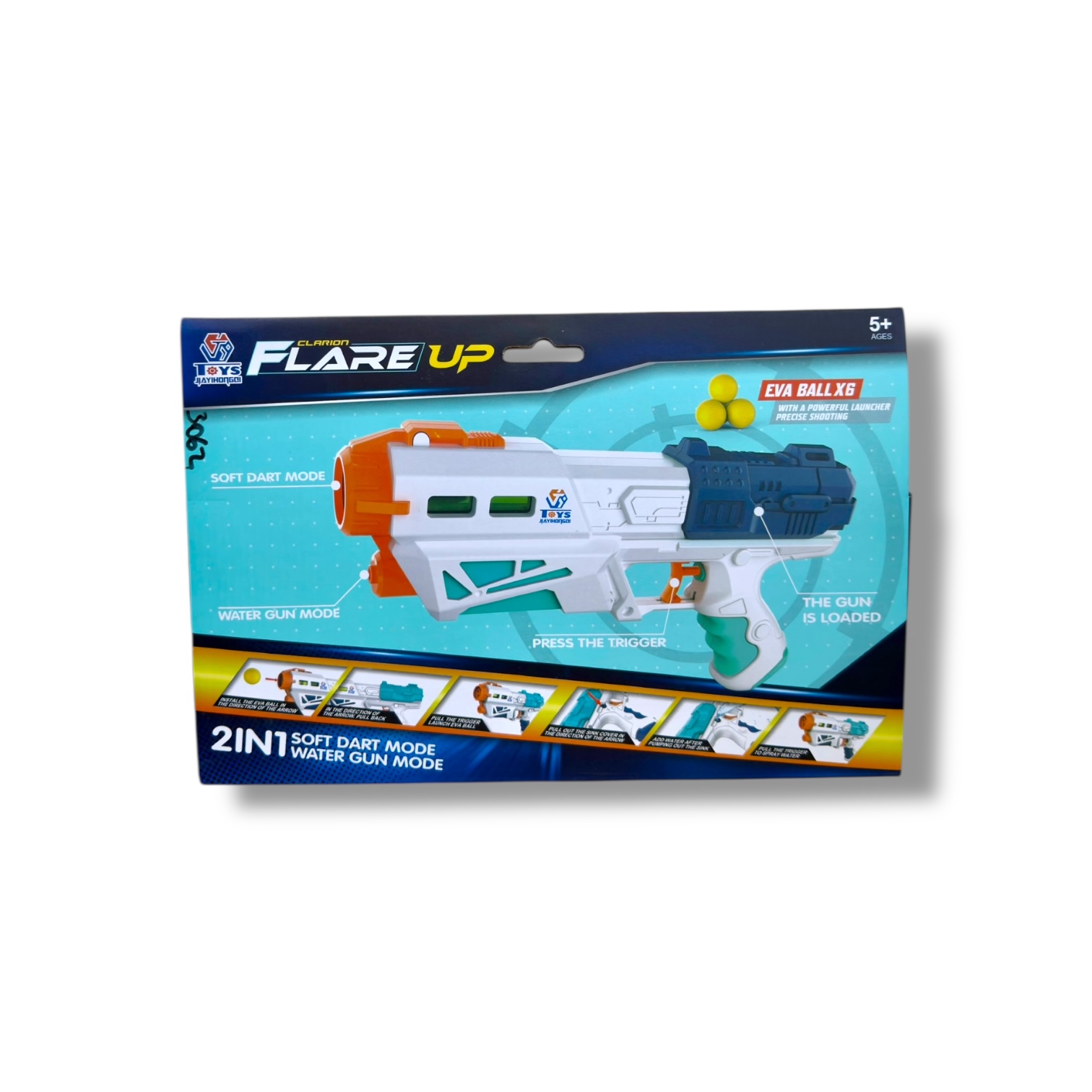 PISTOLA 2 EN 1 CON BOLA DE GOMAS CLARION FLARE UP XDD-01 648-51