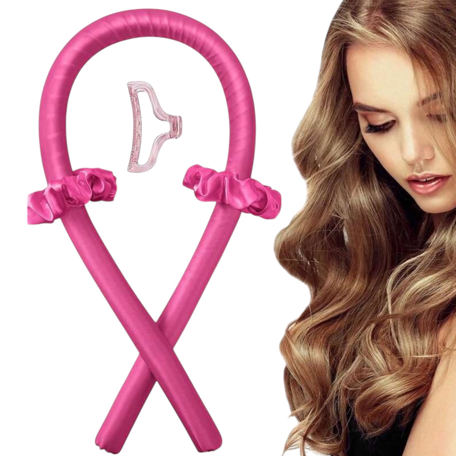 ONDULADOR DE CABELLO DE TELA DE RAFIA CON 2 SCUNZIS MM14-01