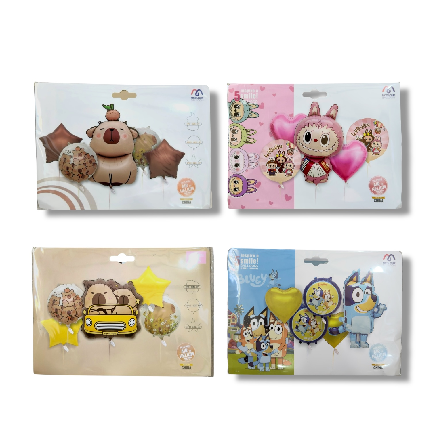 SET DE GLOBOS X 5 BUBU Y CAPIBARA MM104-01 MM104-02