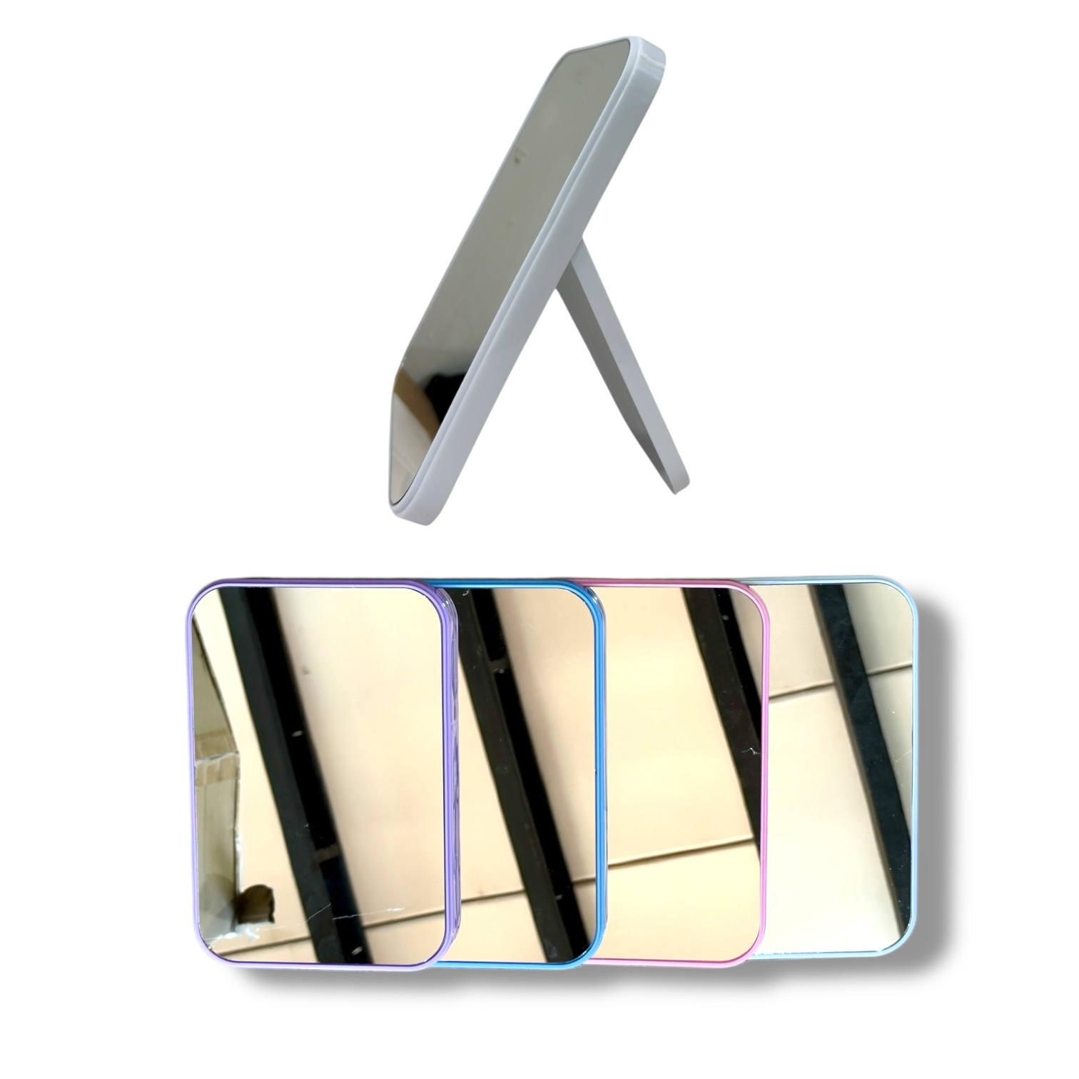 ESPEJO RECTANGULAR BORDE PLASTICO FINITO CON PIE GRANDE EN LA PARTE TRASERA   MM139-10