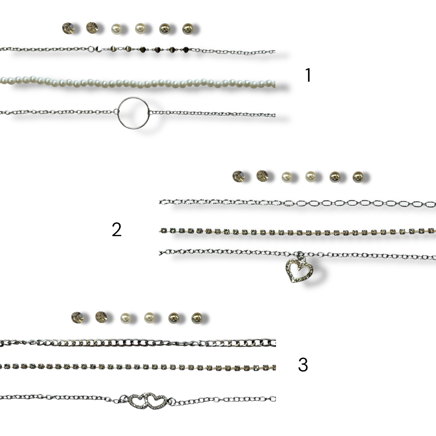 COLLAR X 3 CON 3 PARES DE AROS EN CARTON FDE MM9-02