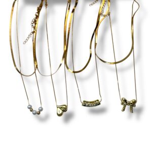 BIJ COLLAR DOBLE CADENA APLASTADA Y  DIJE DORADO Y PLAT MK60-01 MM49-01