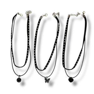 COLLAR CHOCKER TIRA DE GAMUZA Y CUERO C/DIJE  MM40-01
