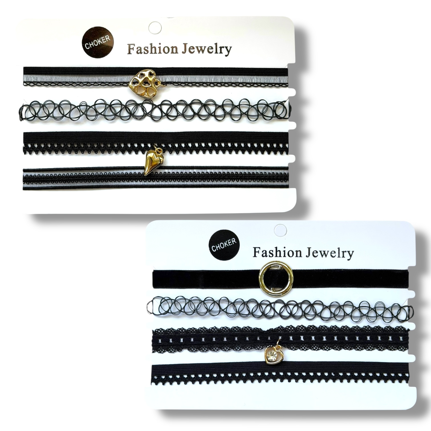 CHOCKER X 4 DE TELA CON DIJE EN BLISTER DE CARTON MM72-01