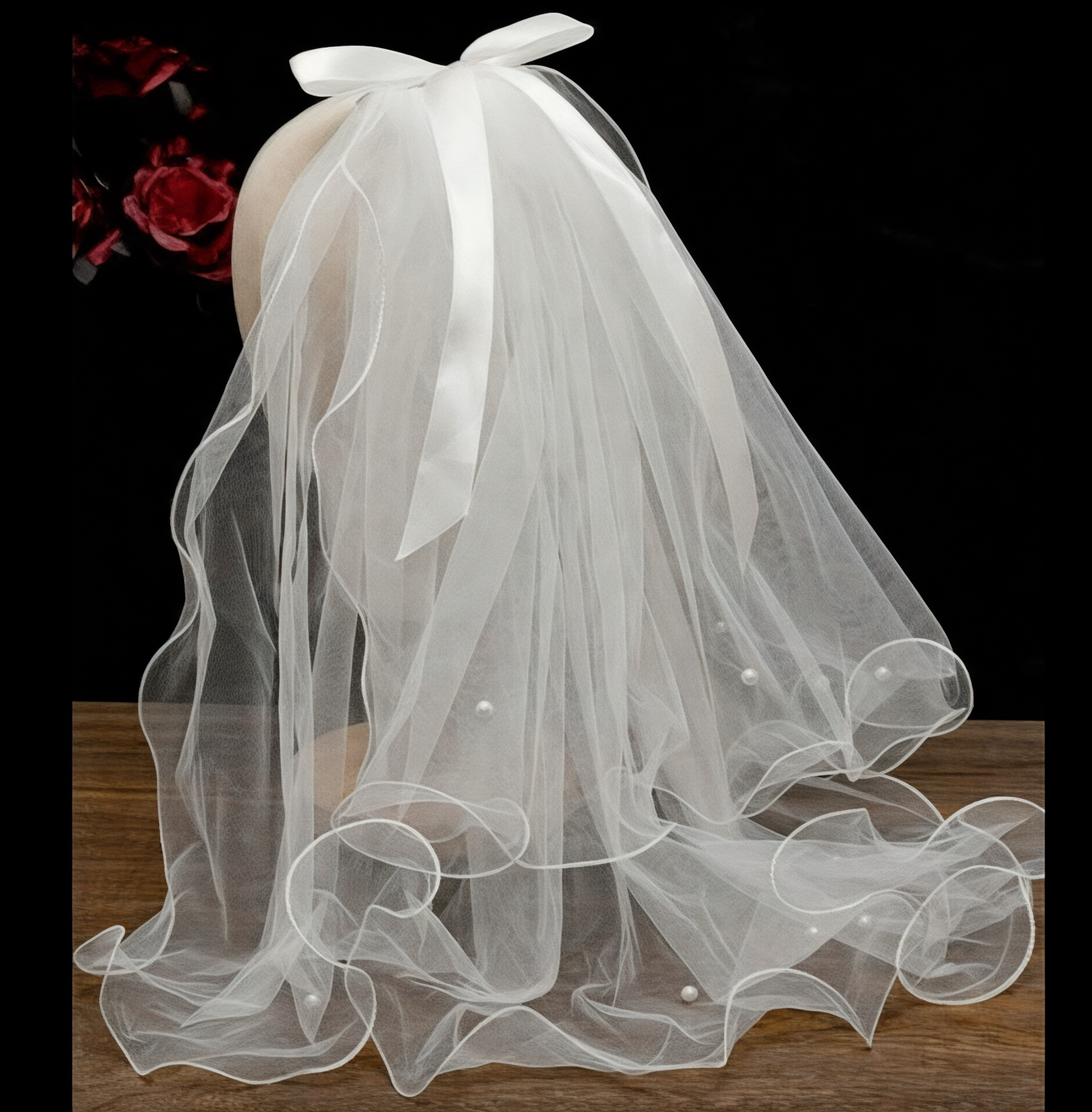 TUL DE NOVIA BLANCO CON VINCHA MM85-01