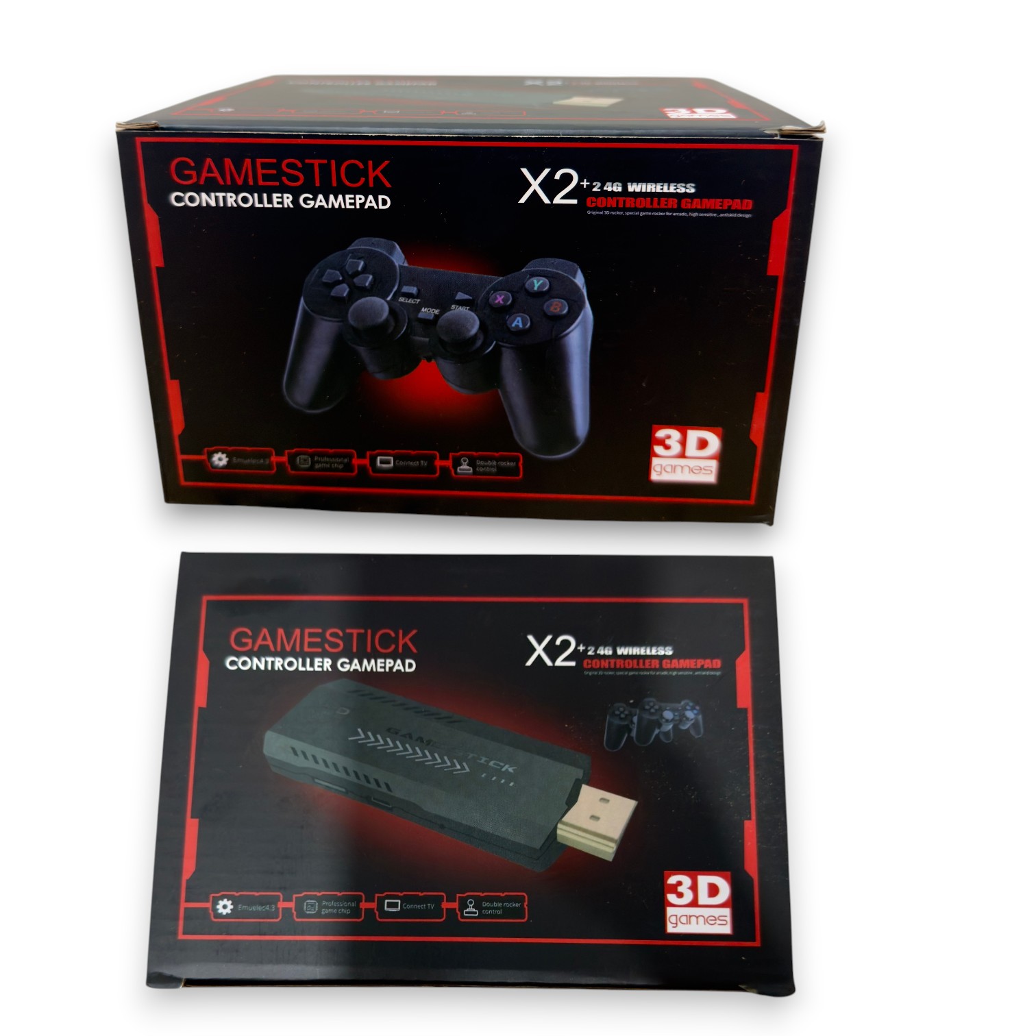 EMULADOR DE JUEGOS CAJA ROJA 2.4 WIRELESS 2 CONTROLES GAMESTICK