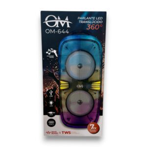 PARLANTE LED TRANSLUCIDO OM-644 DOS BOCINAR DE 6,5 PULGADAS