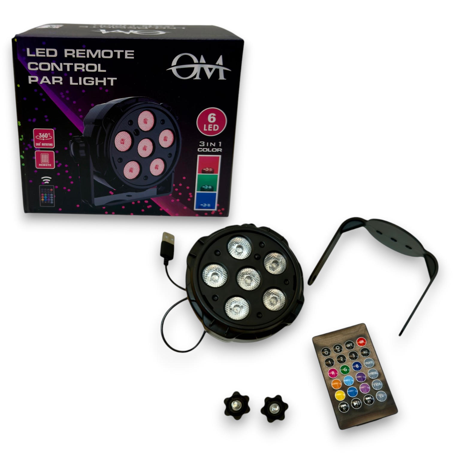 LUZ DE COLORES DE BOLICHE PARA CASA A CONTROL REMOTO 0M-1006 12 LEDS OM-1006