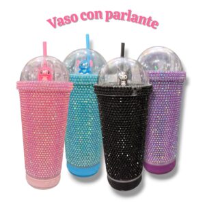VASO CON PARLANTE CON STRASS 500 ML