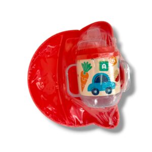 SET X 3 INFANTIL PLATITO CON FORMA + CUCHARA + VASO CON MANIJA Y TETINA 2238