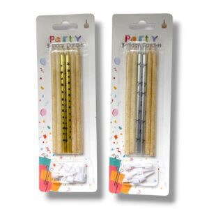 COTILLON VELAS FINAS Y LARGAS 7 CM X 6 DIBUJADAS MM112-02