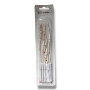 COTILLON VELA RETORCIDA X 6 BLANCO CON DORADO MM112-07