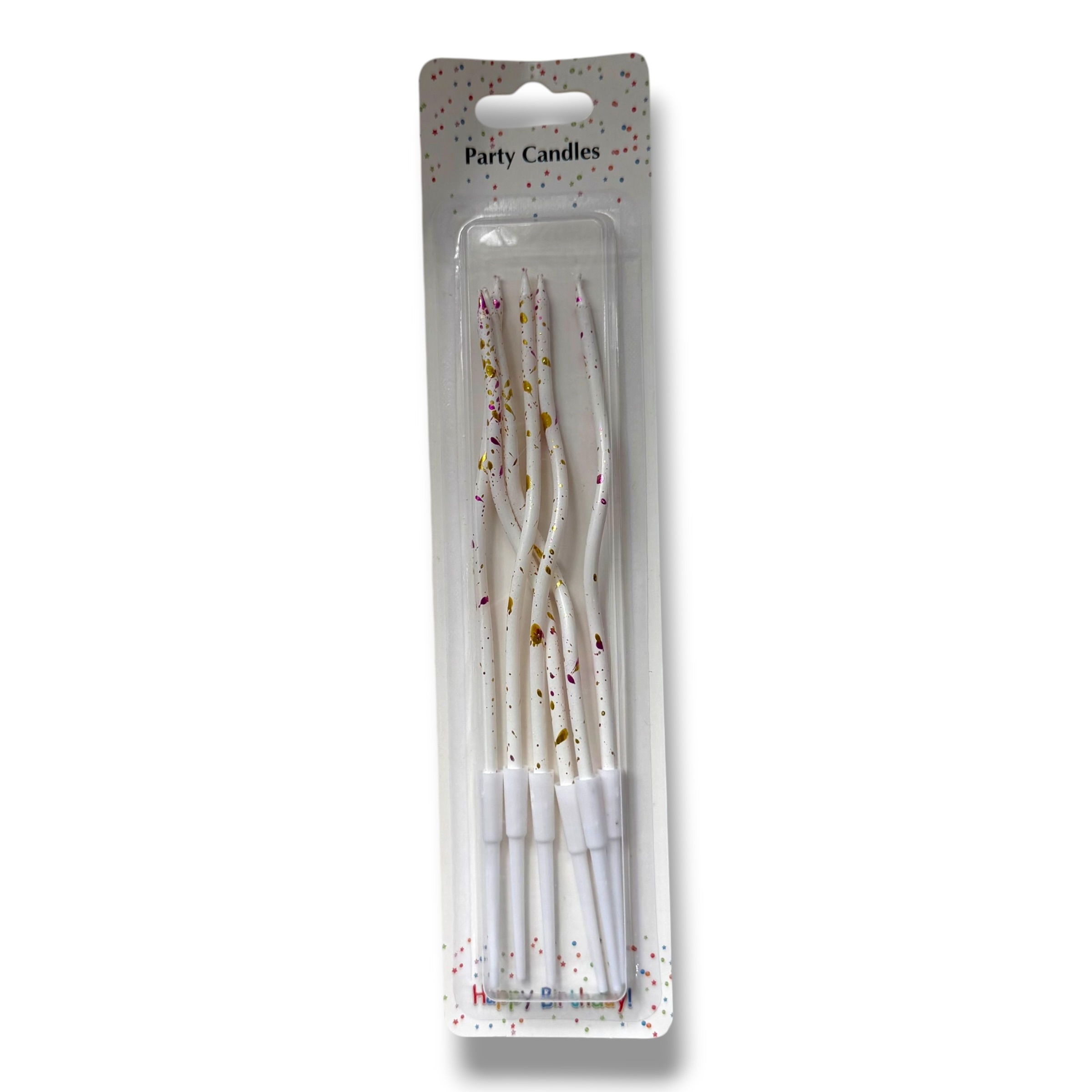 COTILLON VELA RETORCIDA X 6 BLANCO CON DORADO MM112-07