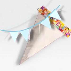 BANDERIN TRIANGULO LISOS Y ESTAMPADOS X 10 PIEZAS