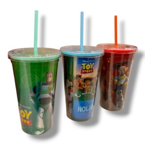 Vaso acrílico 500 ml con sorbete tapa chata