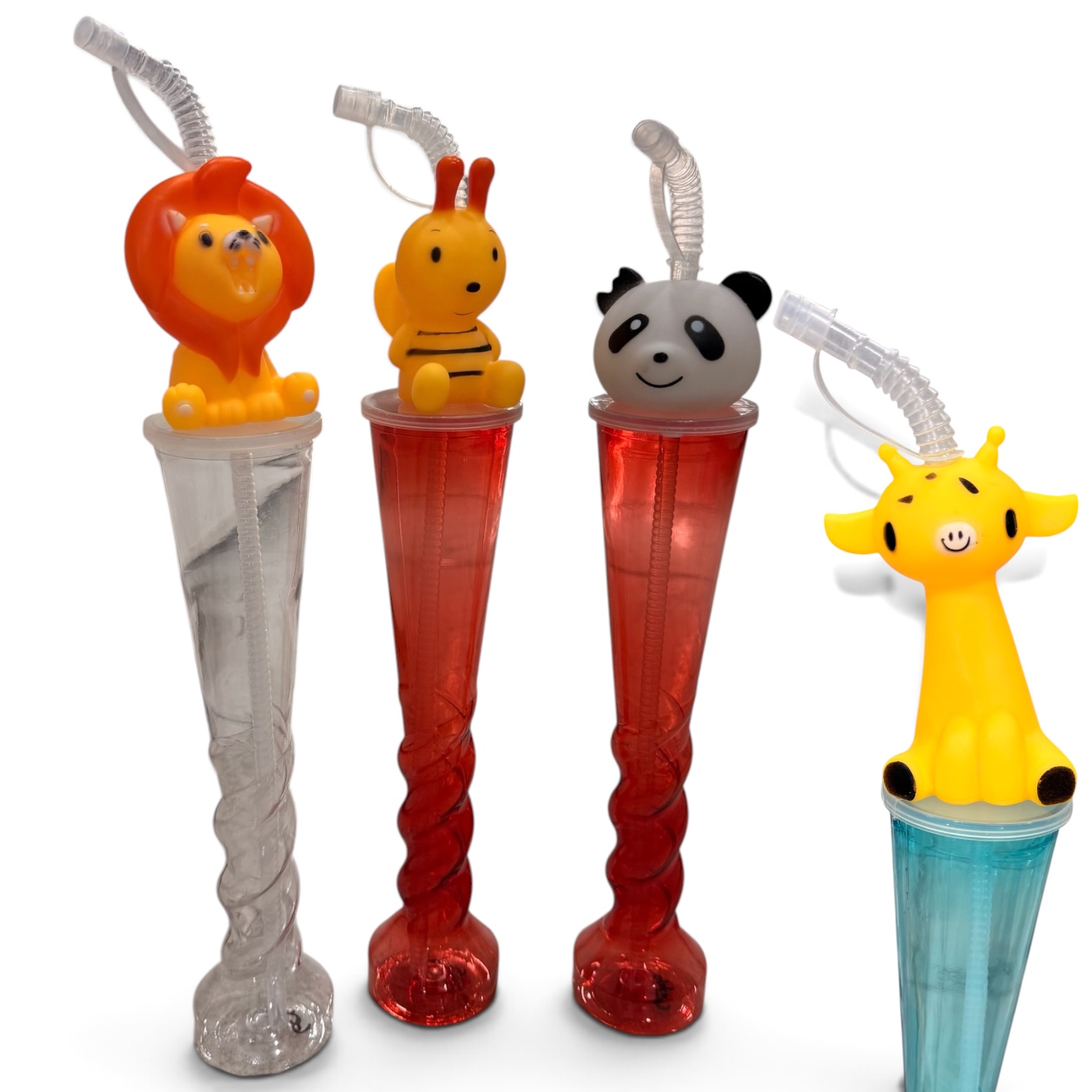 Vaso largo plástico con muñeco y sorbete