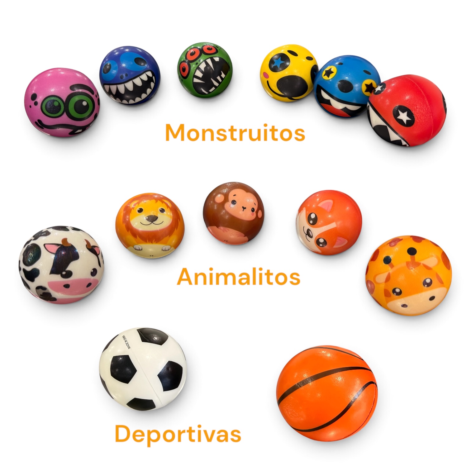 Pelota anti stress varios modelos 9 cm