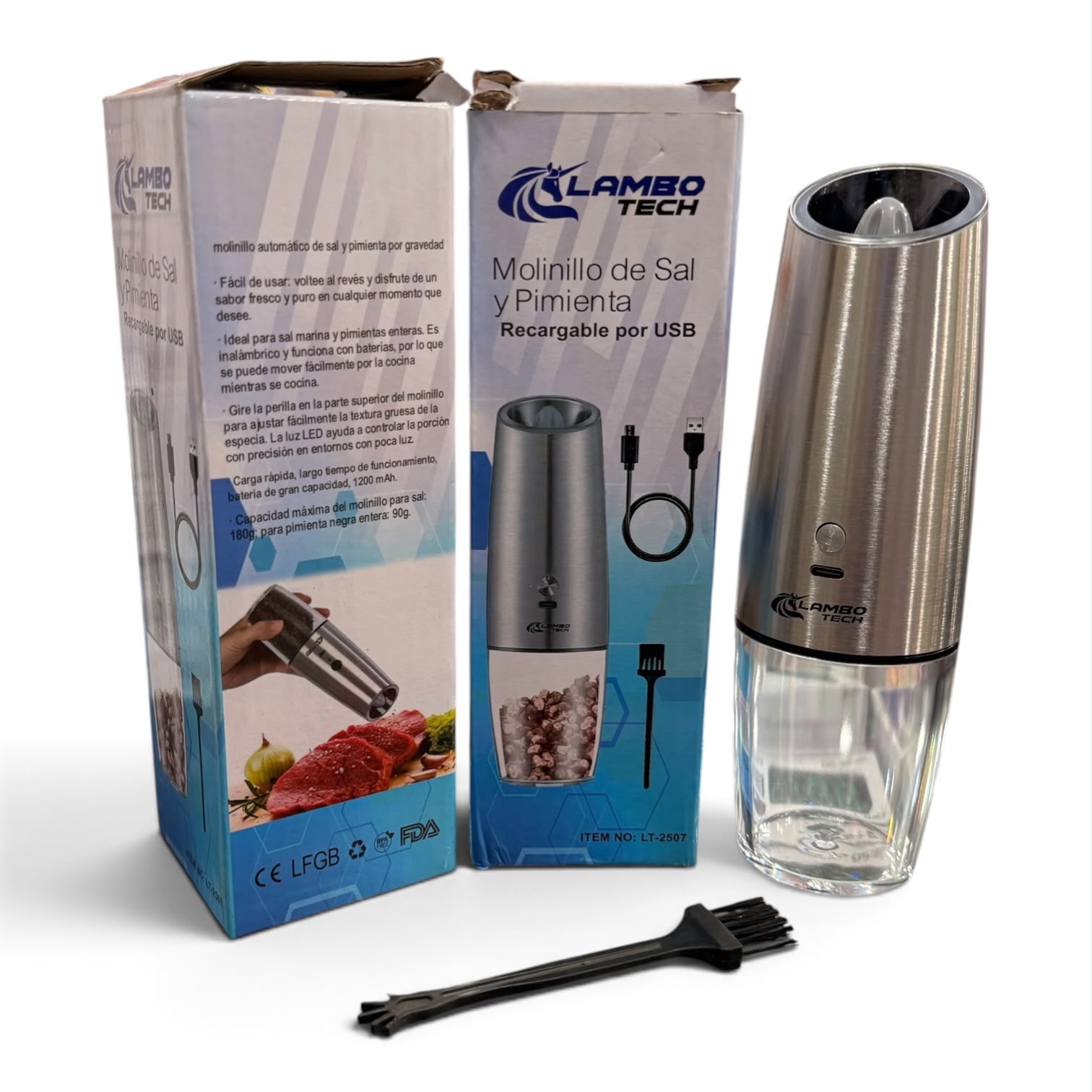 Molinillo de acero eléctrico recargable