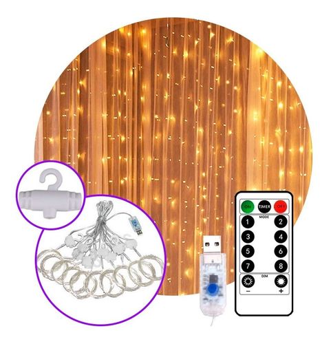 Cortina de luz led de alambre 3 x 3 metros