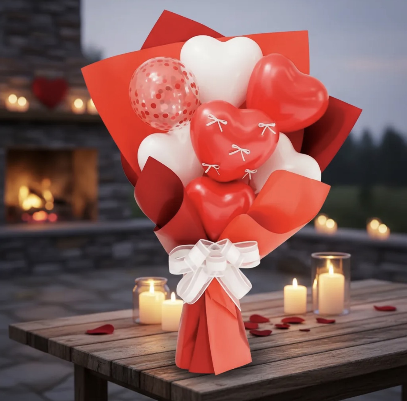 Ramillete de globos con papel y varas