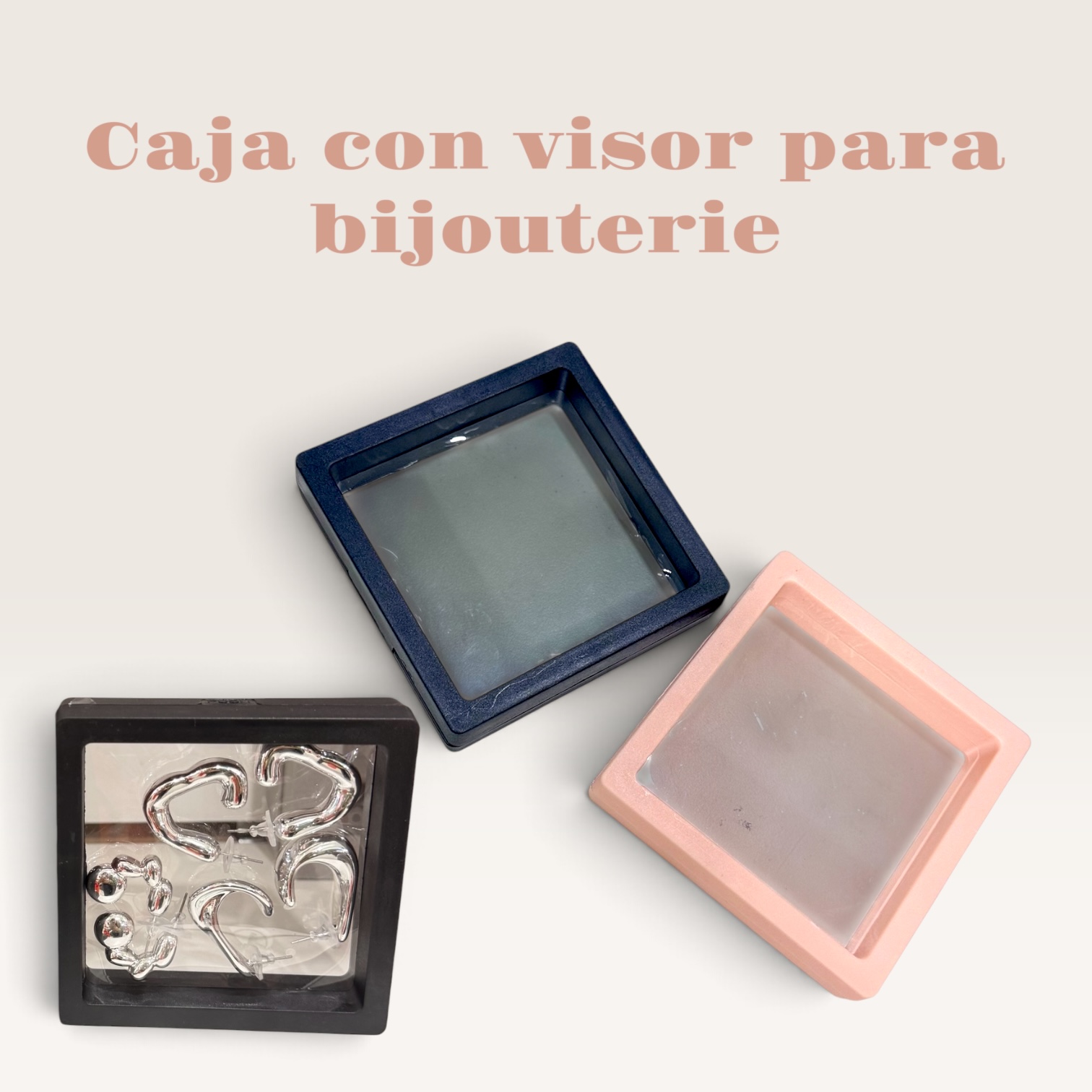 Caja cuadrada con frente y fondo transparentes